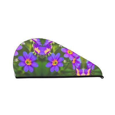 Blooming Flowers SamLng Coral Velvet Dry Hair Cap Perfect for Home, Travel, Pool Parties, Beaches, Baths, and More