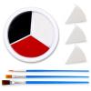 3 Colors Face & Body Paint [Black, White, Red] + 3pc Sponge & Brush, Baseball Eye Black for Sports Face-Painting, Halloween Makeup Kit for Zombie, Clown, Vampire, Skeleton, Joker Costume Makeup view 1