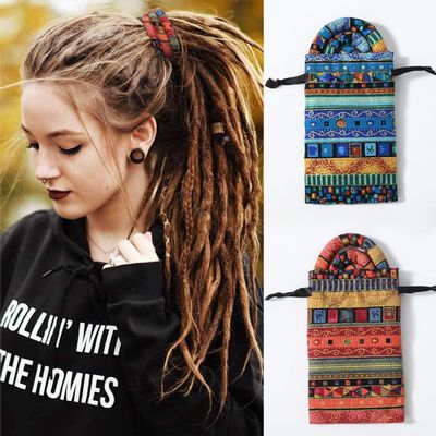 26inch Flexible Headband Ethnic Style Hair Rope Set, High Ponytail, Colorful Dirty Braid, Long Hair Strands for Woman (Red)