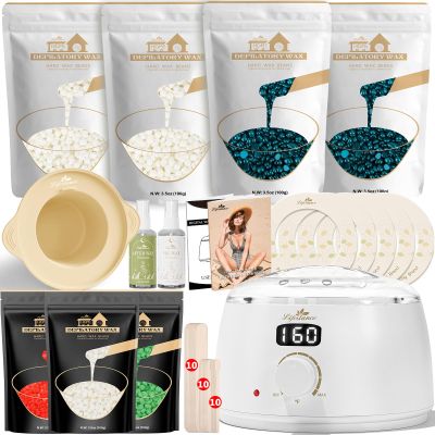 Lifestance L3 Digital Wax Warmer Hair Removal Kit + Aloe & Pearl-White & Strawberry Wax Beads