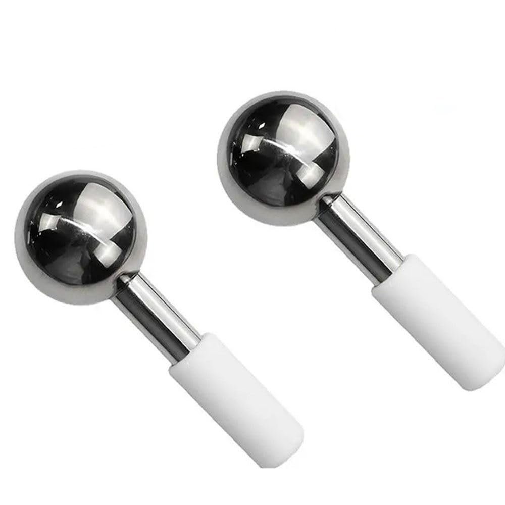2 PCS Stainless Steel Facial Ice Globes, Ice Wave Beauty Massage Stick Cooling Globes, Salon Massager Face Neck Beauty Care Tool