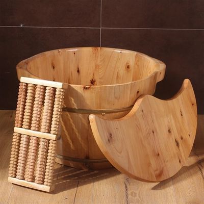 Ehzgqneg Foot Tub, Wooden Foot Bath with Massager and lid, Solid Wood Foot Basin, Foot Bucket for Soaking Feet Spa Foot Care