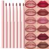 evpct 6Pcs Retractable Lip Liner Pencils Set Pack for Shaping & Sculpting Lips, Ruby Mauve Red Rose Nude Pink Plum Purple Taupe Brown Creamy Matte Gel Lip Liner Lipliners Pencil delineador de labios view 1
