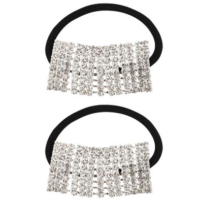 Ipetboom 2Pcs Crystal Elastic Hair Tie - Rhinstone Hair Rings, Exquisite Ponytail Holder,Elegant Hair Circle, Women Hair Band Girls Holder Hair Accessories