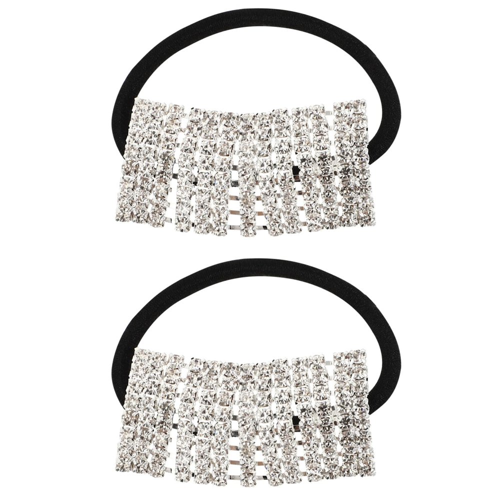 Ipetboom 2Pcs Crystal Elastic Hair Tie - Rhinstone Hair Rings, Exquisite Ponytail Holder,Elegant Hair Circle, Women Hair Band Girls Holder Hair Accessories