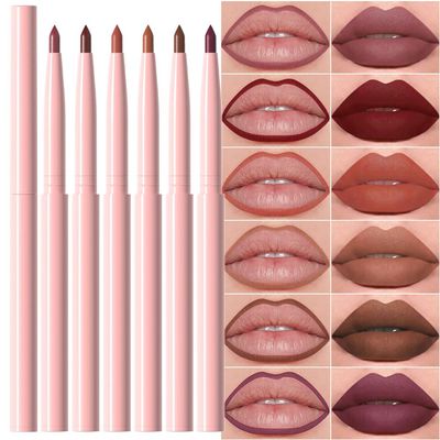 evpct 6Pcs Retractable Lip Liner Pencils Set Pack for Shaping & Sculpting Lips, Mauve Maroon Red Orange Nude Chocolate Dark Brown Plum Creamy Matte Gel Lip Liner Lipliners Pencil delineador de labios