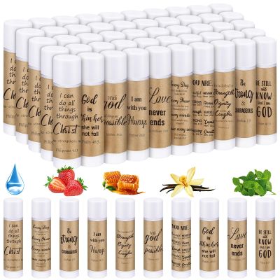 50 Pack Christmas Christian Gifts Bulk for Women Men Religious Lip Balms Bulk Church Party Favors Christmas Party Gifts Stocking Stuffers Bible Verse Study Supplies for Coworkers Employee Staff