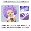 2Pcs Genergy Shower Cap Waterproof, Adjustable Shower Cap for Women Reusable, Luxury Shower Caps with Satin lining, Extra Large &Double Layers &Reversible Bonnet(Purple+ Purple flower) view 3