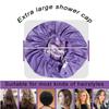 2Pcs Genergy Shower Cap Waterproof, Adjustable Shower Cap for Women Reusable, Luxury Shower Caps with Satin lining, Extra Large &Double Layers &Reversible Bonnet(Purple+ Purple flower) view 4