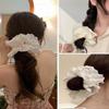 1Pcs White Large Lace Scrunchies for Women Oversized Scrunchy Hair Ties Fancy Satin Hair Scrunchies Bun or Ponytail Hair Holder Accessories for Women Thick Curly Hair view 2