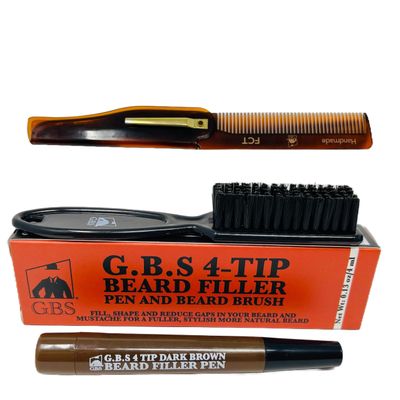 G.B.S Handmade Folding Comb for Men and Women FCT and Beard Filler Pencil Beard Pen for Facial Hair (Dark Brown)