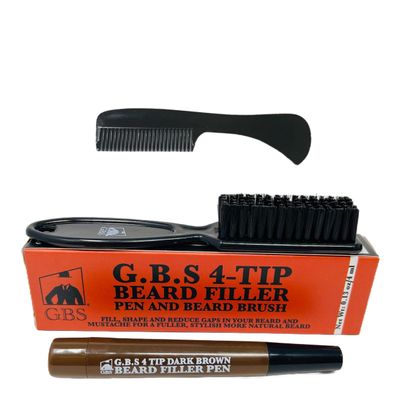 G.B.S Beard and Mustache Comb, Saw-Cut, Polished Pocket-Sized Comb 3 Inches, Dark Brown Beard Filler Pencil Waterproof Beard Pen For Facial Hair