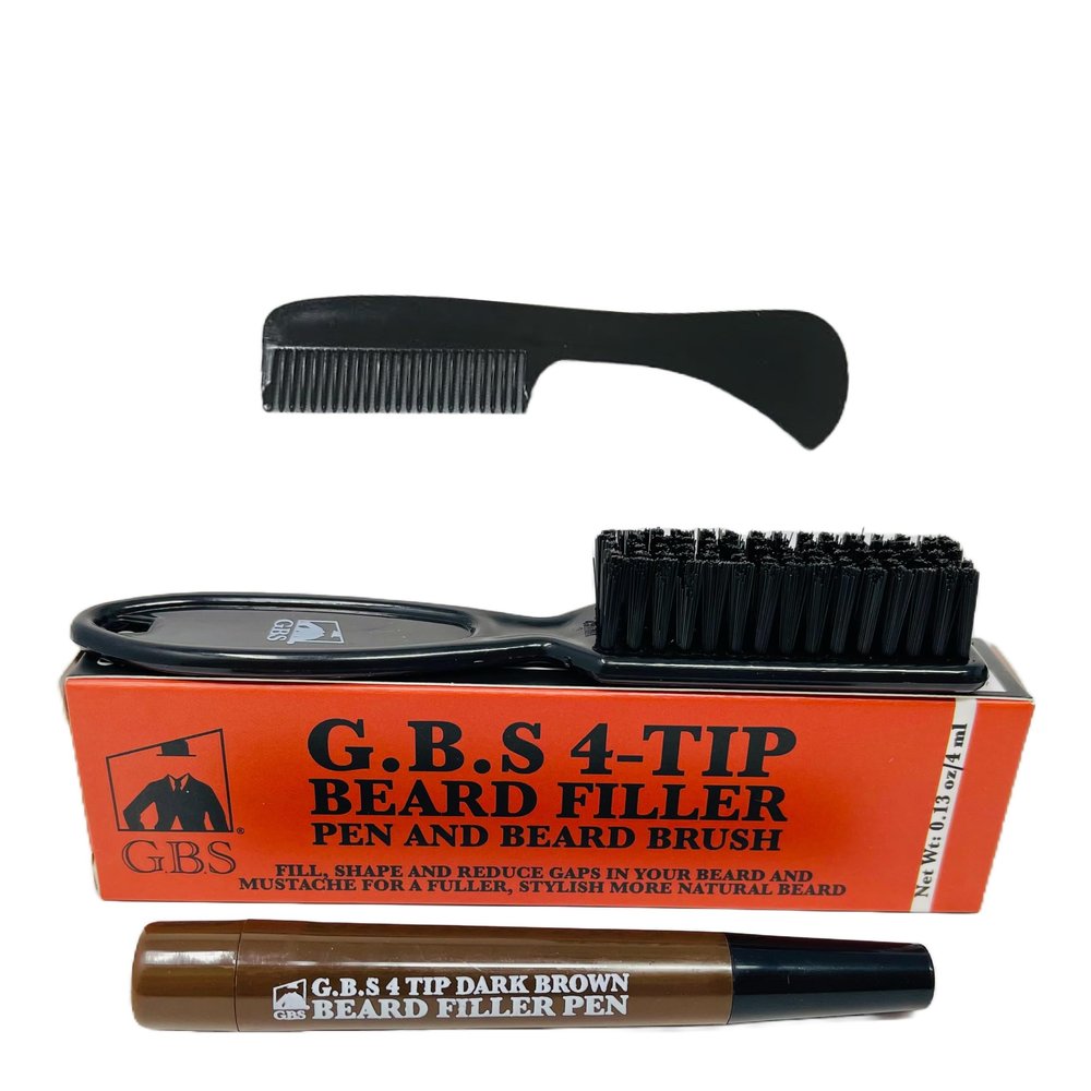 G.B.S Beard and Mustache Comb, Saw-Cut, Polished Pocket-Sized Comb 3 Inches, Dark Brown Beard Filler Pencil Waterproof Beard Pen For Facial Hair