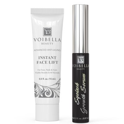 VOIBELLA BEAUTY Instant Face Lift + Eyelash Growth Serum - Make Your Skin Look Firmer with Tightening Cream and Your Lashes Larger with Eyelash Enhancer Serum