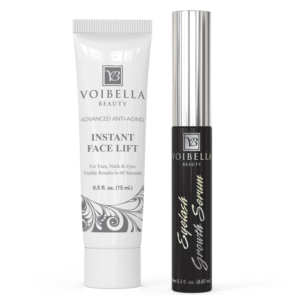 VOIBELLA BEAUTY Instant Face Lift + Eyelash Growth Serum - Make Your Skin Look Firmer with Tightening Cream and Your Lashes Larger with Eyelash Enhancer Serum
