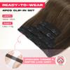 NTYNTY Hair Extensions, 14" Short Clip in Hair Extensions 4PCS Straight Natural Soft Synthetic Hairpiece for Women - Dark Brown with Highlights view 2