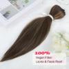 NTYNTY Hair Extensions, 14" Short Clip in Hair Extensions 4PCS Straight Natural Soft Synthetic Hairpiece for Women - Dark Brown with Highlights view 3