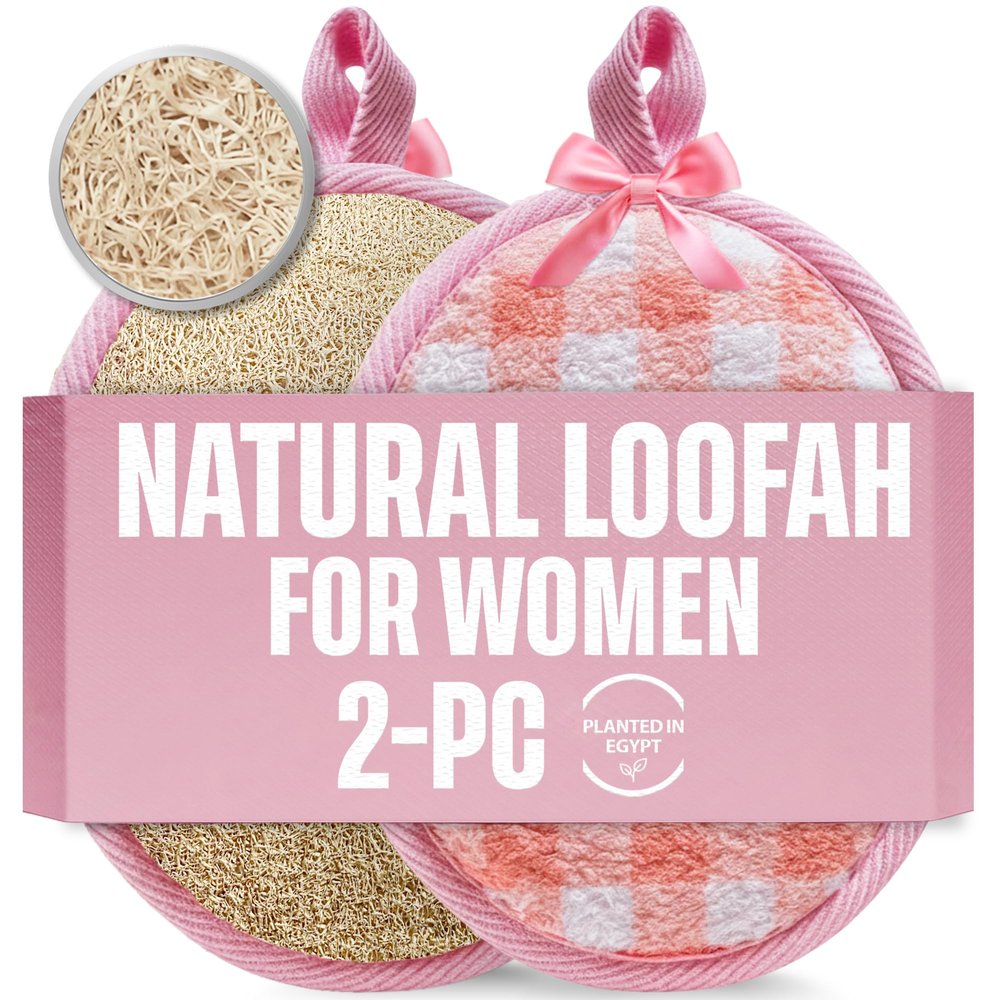Natural Loofah Exfoliating Body Scrubber for Women Made with Natural Egyptian Loofa Sponge, Bath Shower Luffa lufa for face and Body. exfoliator Scrub Pads