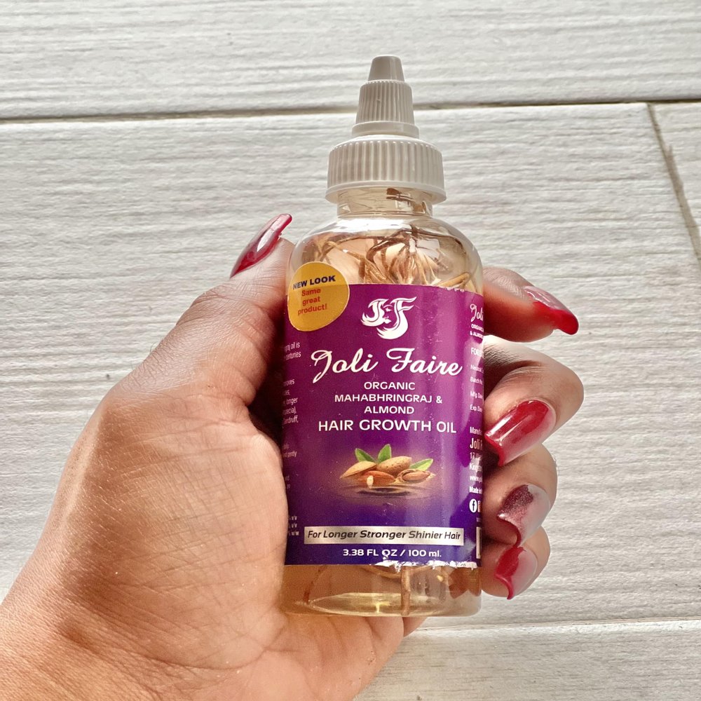 JOLI FAIRE Organic Hair Growth Oil with Mahabhringraj & Almond For Hair Growth & Nourishment.Thickens, Anti-Dandruff, Breakage Repair, Bald Spot & Edges Safe for All Ages & Hair Types (3.38 fl oz)
