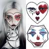 2 Pcs Clown Face Makeup Stickers: 3D Gemstone Rhinestone Gems, Scary/Confused Clown Face Glitter Tattoo for Halloween Carnival Party view 1