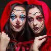 2 Pcs Clown Face Makeup Stickers: 3D Gemstone Rhinestone Gems, Scary/Confused Clown Face Glitter Tattoo for Halloween Carnival Party view 4