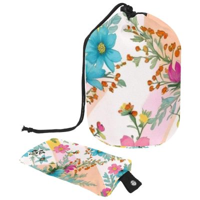 2PCS Aesthetic Flower-480 Travel Cosmetic Bag: Your Ultimate Makeup Organizer & Bathroom Cases - With Drawstring, Cylindrical & Small Toiletry Bag