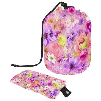 2PCS Aesthetic Art Flower-411 Travel Cosmetic Bag Makeup Organizer, Drawstring Bathroom Cases - Cylindrical & Small Toiletry Bag