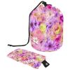 2PCS Aesthetic Art Flower-411 Travel Cosmetic Bag Makeup Organizer, Drawstring Bathroom Cases - Cylindrical & Small Toiletry Bag view 1