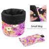 2PCS Aesthetic Art Flower-411 Travel Cosmetic Bag Makeup Organizer, Drawstring Bathroom Cases - Cylindrical & Small Toiletry Bag view 4