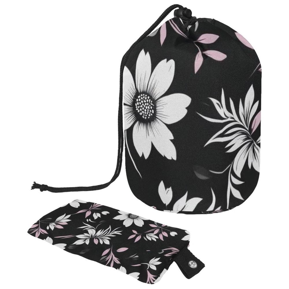 2PCS Leaf Art-218 Travel Cosmetic Bag Makeup Organizer: Stylish Bathroom Cases with Drawstring, Cylindrical & Small Toiletry Bag