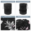 2PCS Leaf Art-218 Travel Cosmetic Bag Makeup Organizer: Stylish Bathroom Cases with Drawstring, Cylindrical & Small Toiletry Bag view 3