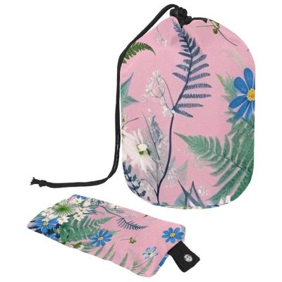 2PCS Aesthetic Colored Flowers-377 Travel Cosmetic Bag Makeup Organizer Bag Bathroom Cases Toiletry Bag with Drawstring (Cylindrical bag and small bag)