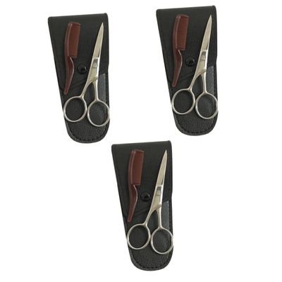 minkissy 3sets Beard Trimmer Eyebrow Scissors Mustache Cutter Steel Shears for Grooming Needs