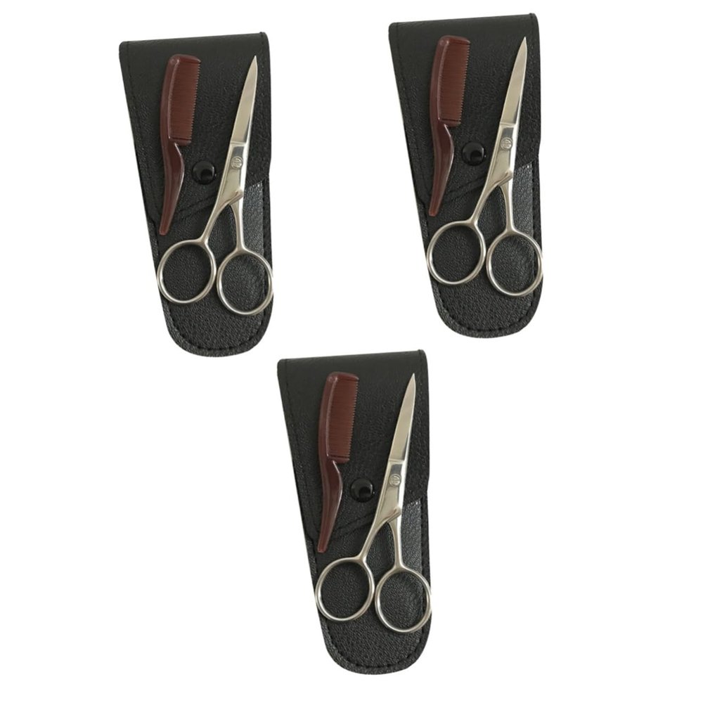 minkissy 3sets Beard Trimmer Eyebrow Scissors Mustache Cutter Steel Shears for Grooming Needs