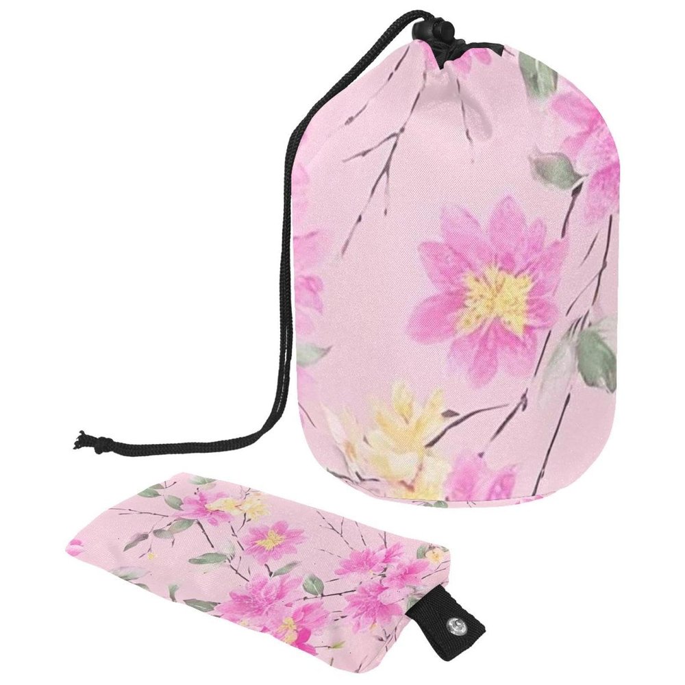 2PCS Aesthetic Colored Flowers-351 Travel Cosmetic Bag Makeup Organizer, Drawstring Bathroom Cases - Cylindrical & Small Toiletry Bag