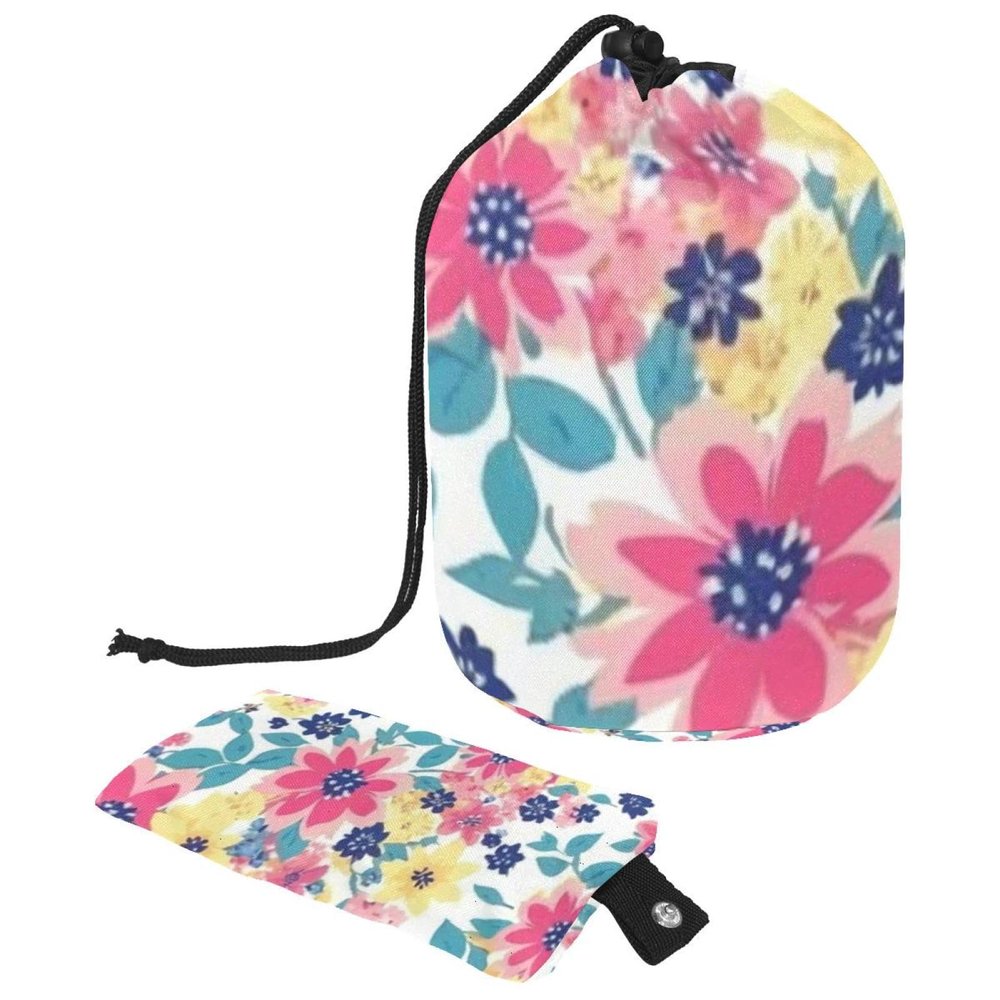 2PCS Aesthetic Art Flower-500 Travel Cosmetic Bag: Your Ultimate Makeup Organizer & Bathroom Cases - With Drawstring, Cylindrical & Small Toiletry Bag