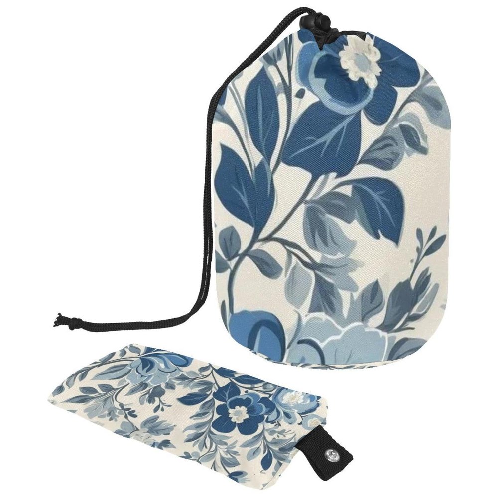 2PCS Aesthetic Leaves-62 Travel Cosmetic Bag Makeup Organizer: Stylish Bathroom Cases with Drawstring, Cylindrical & Small Toiletry Bag