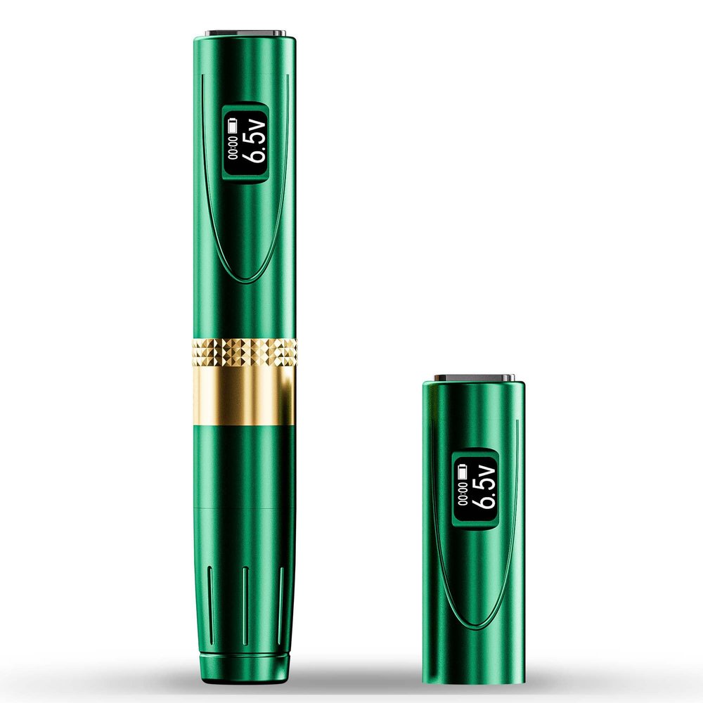 MICEYA P1 Wireless Permanent Makeup Machine - Rotary Tattoo Machine Pen for Microblading Eyebrow, Eyeliner, Lip, Cosmetic Tattoo - Lightweight, Slim, Ideal for Women Artists, Green