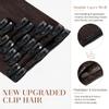 Clip in Hair Extensions Real Human Hair 16 Inch Human Hair Clip in Extensions Dark Brown Hair Extensions Clip ins Double Weft 100% Real Human Hair Extensions 8 PCS 65g view 2