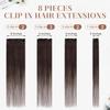 Clip in Hair Extensions Real Human Hair 16 Inch Human Hair Clip in Extensions Dark Brown Hair Extensions Clip ins Double Weft 100% Real Human Hair Extensions 8 PCS 65g view 3
