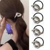 papasgix Metal Hair Ties, Metal Geometric Elastic Hair Ties, Hair Cuff Wrap Hair Ties for Thick Hair Gold Ponytail Cuff Elastic Hair Ties for Women Hair Accessories (Silver Set 06) view 1
