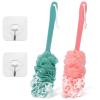 2Pack Back Scrubber for Shower Loofah with Long Handle, Shower Brush for Body, 17 Loofah on a Stick for Men Women Bathing Accessories, Scrubber Sponge for Exfoliating Bath Brushes (Pink & Green) view 1
