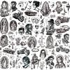 12 Sheets Large Chicano Temporary Tattoos, Cholo and Chola Temporary Tattoos, Chicana Guadalupe Gangster Fake Tattoos Day of the Dead, Da de Muertos, Tatuajes Temporales, Halloween Mexico Tattoos view 1