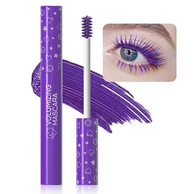 BINGBRUSH Purple Mascara for Eyelashes Set, Waterproof Colored Mascara Long lasting Charming Voluminous Eyelashes for Women Halloween Eye Makeup (1Pcs 08#Purple, F)