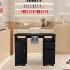 Manicure Nail Table Station with Fan and Wheels,Manicure Table Nail Beauty Spa Salon Desk Workstation w/3 Drawers,1 Cabinet,Nail Art Desk Workstation view 1