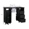 Manicure Nail Table Station with Fan and Wheels,Manicure Table Nail Beauty Spa Salon Desk Workstation w/3 Drawers,1 Cabinet,Nail Art Desk Workstation view 2