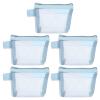 uxcell Mini Zipper Mesh Bag 3" x 5", 5 Pcs Nylon Small Makeup Zipper Mesh Pouch Cosmetic Case Mesh Storage Bags for Earphone, Credit Card, Light Blue view 1