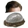 Mens Hair Replacement System All Poly Skin Mens Toupee 0.10mm Injected PU Toupee for Men Hair Piece Durable Men Hair Systems Natural Men Hair Unit6X8"-120% Density-#410 Medium Brown+10% Gray view 1