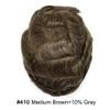 Mens Hair Replacement System All Poly Skin Mens Toupee 0.10mm Injected PU Toupee for Men Hair Piece Durable Men Hair Systems Natural Men Hair Unit6X8"-120% Density-#410 Medium Brown+10% Gray view 2