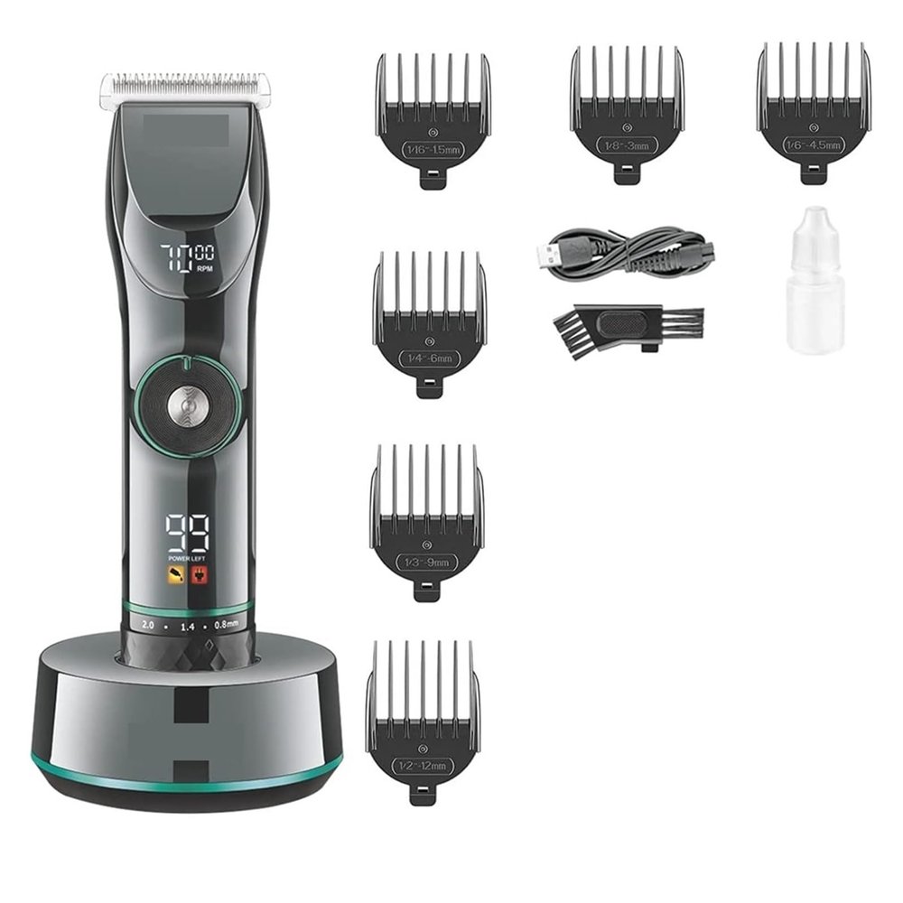 Razors Base Professional Hair Clipper Man Suit Trimmer Beard LCD Wireless Charging Haircut Machine for V-256 Comb Care(There is a Box)